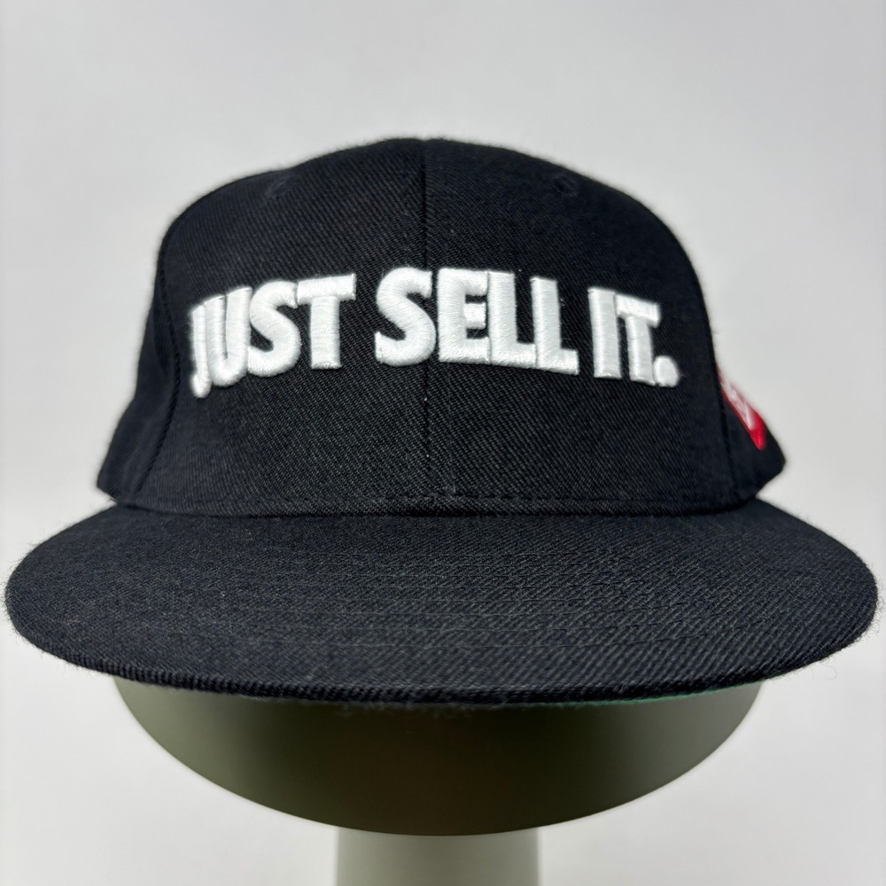 Rare RIF LA Just Sell It Snapback Hat Black Embroidered Cap Retro Streetwear OS
